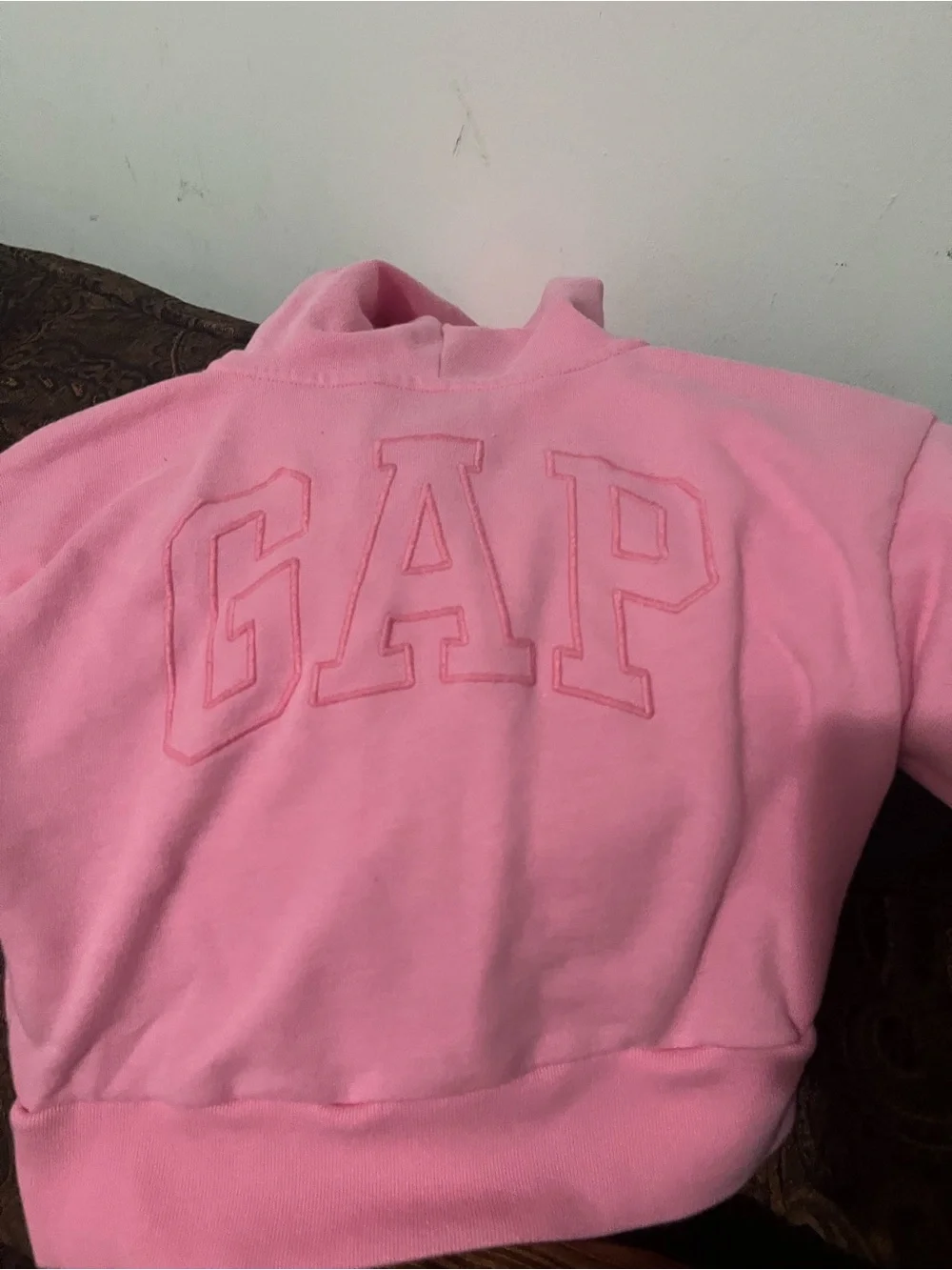 GAP Pink Kids Zip Hoodie with Small Embroidered Character